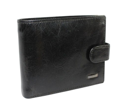 Portfel Męski Skórzany NICOLAS Skóra Licowa Duży Poziomy Z Zapięciem 12 x 10 x 2 [cm]