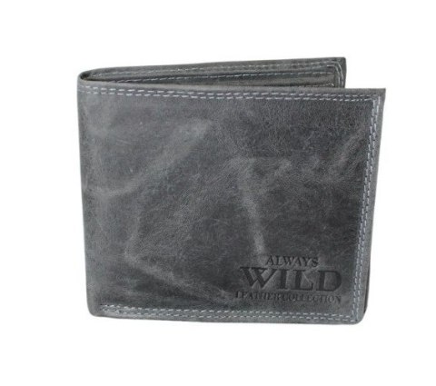 Portfel Męski Skórzany WILD Skóra Licowa Duży Poziomy Bez Zapięcia RFID N992-P-CHM 1041 CZARNY 12,5 x 10,5 x 2 [cm]