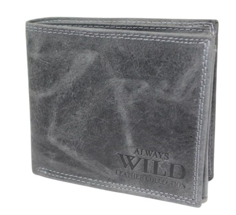 Portfel Męski Skórzany WILD Skóra Licowa Duży Poziomy Bez Zapięcia RFID N992-P-CHM 1041 CZARNY 12,5 x 10,5 x 2 [cm]