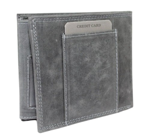 Portfel Męski Skórzany WILD Skóra Licowa Duży Poziomy Bez Zapięcia RFID N992-P-CHM 1041 CZARNY 12,5 x 10,5 x 2 [cm]