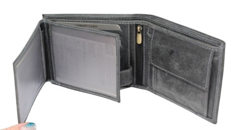 Portfel Męski Skórzany WILD Skóra Licowa Duży Poziomy Bez Zapięcia RFID N992-P-CHM 1041 CZARNY 12,5 x 10,5 x 2 [cm]