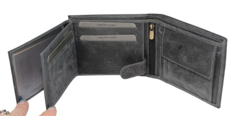 Portfel Męski Skórzany WILD Skóra Licowa Duży Poziomy Bez Zapięcia RFID N992-P-CHM 1041 CZARNY 12,5 x 10,5 x 2 [cm]