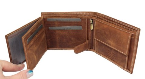 Portfel Męski Skórzany WILD Skóra Licowa Duży Poziomy Bez Zapięcia RFID N992-P-CHM-NL 963112,5 x 10,5 x 2 [cm]