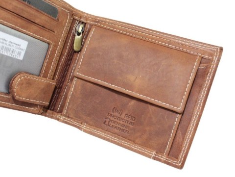 Portfel Męski Skórzany WILD Skóra Licowa Duży Poziomy Bez Zapięcia RFID N992-P-CHM-NL 963112,5 x 10,5 x 2 [cm]