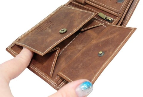 Portfel Męski Skórzany WILD Skóra Licowa Duży Poziomy Bez Zapięcia RFID N992-P-CHM-NL 963112,5 x 10,5 x 2 [cm]