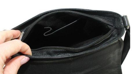 Stylowa Listonoszka Ze Skóry Włoskiej Ekologicznej ROVICKY R-TSL-08-CPDM CZARNA 26 x 21 x 9 [cm]