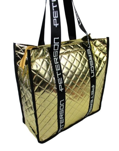 Torebka Damska Materiałowa Peterson PTN RSPV 003 SREBRNA Na Suwak 40 x 41 x 15 [cm]