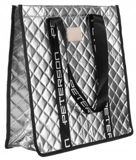 Torebka Damska Materiałowa Peterson PTN RSPV 003 SREBRNA Na Suwak 40 x 41 x 15 [cm]