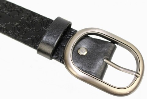 Pasek Damski Skórzany CEZ-MAR (PL) Skóra Naturalna Licowa Ekstra 40 mm "TŁOCZENIE WZÓR KWIATOWY" CZARNY Pasek Damski Skórzany CEZ-MAR (PL) Skóra Naturalna Licowa Ekstra 40 mm "TŁOCZENIE WZÓR KWIATOWY" CZARNY