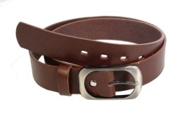 Pasek Damski Skórzany CEZ-MAR (PL) Skóra Naturalna Licowa Gładki 40 mm CIEMNY BRĄZOWY