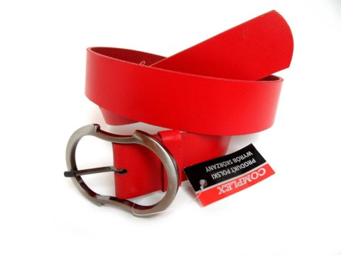 Pasek Damski Skórzany Gładki COMPLEX (PL) 40 mm CZERWONY Szeroki Pasek Damski Skórzany Gładki COMPLEX (PL) 40 mm CZERWONY Szeroki