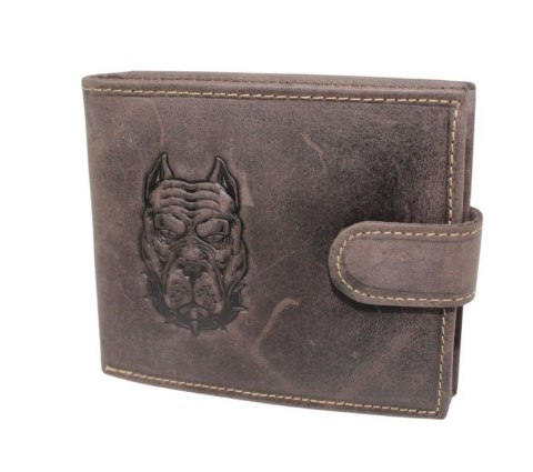 Portfel Męski Skórzany Polska Galanteria (PL) Duży Poziomy Z Zapięciem Dwa Skrzydełka N992L RFID ,,AMSTAF,, 12 x 10 x 3 [cm]