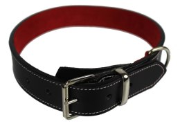 Solidna Obroża Dla Psa Czarna z Białą Nitką Skóra Naturalna 25 mm 41/51 cm WIREX (PL)