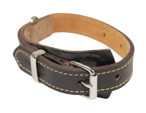 Solidna Obroża Dla Psa Czekoladowa z Beżową Nitką Skóra Naturalna 30 mm 43/53 [cm] HADA (PL)