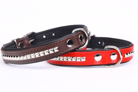 Solidna Obroża Dla Psa Skóra Naturalna Z Kostkami 20 mm / 52 cm ZL0176/1 ZOO LESZCZ (PL)
