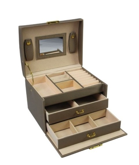 Elegancka i Stylowa Szkatułka Na Biżuterię PATRIZIA Pojemny Organizer 23004 COFFE 17,5 x 13 x 12,5 [cm]