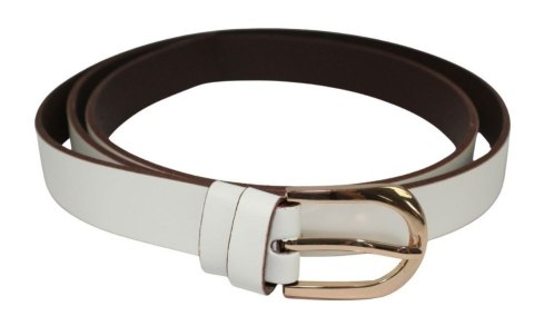 Pasek Damski Skórzany Arucce (PL) Skóra Licowa EXTRA Gładki 25 mm BIAŁY Złota Klamra Pasek Damski Skórzany Arucce (PL) Skóra Licowa EXTRA Gładki 25 mm BIAŁY Złota Klamra