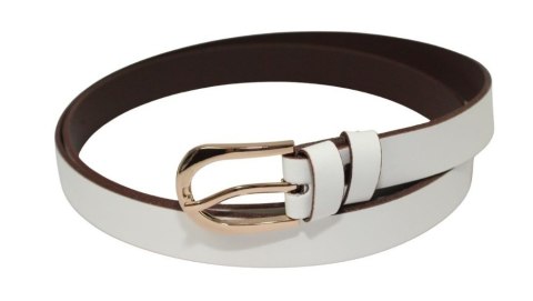 Pasek Damski Skórzany Arucce (PL) Skóra Licowa EXTRA Gładki 25 mm BIAŁY Złota Klamra Pasek Damski Skórzany Arucce (PL) Skóra Licowa EXTRA Gładki 25 mm BIAŁY Złota Klamra