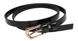 Pasek Damski Skórzany Gładki Arucce (PL) 20 mm Skóra Licowa CZARNY Wąski Złota Klamra 4