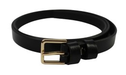 Pasek Damski Skórzany Gładki Arucce (PL) 20 mm Skóra Licowa CZARNY Wąski Złota Klamra 5