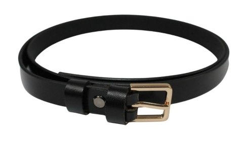 Pasek Damski Skórzany Gładki Arucce (PL) 20 mm Skóra Licowa CZARNY Wąski Złota Klamra 5 Pasek Damski Skórzany Gładki Arucce (PL) 20 mm Skóra Licowa CZARNY Wąski Złota Klamra 5
