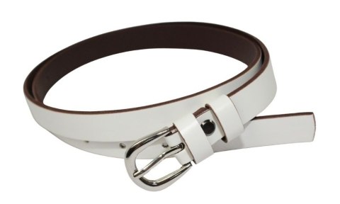 Pasek Damski Skórzany Gładki Arucce (PL) 20 mm Skóra Licowa Srebrna Klamra KREMOWY z Czekoladową Lamówką Wąski Pasek Damski Skórzany Gładki Arucce (PL) 20 mm Skóra Licowa Srebrna Klamra KREMOWY z Czekoladową Lamówką Wąski