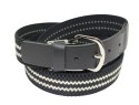 Pasek Gumowa Plecionka Polska Galanteria (PL) XXL Rozciągliwy CZARNO-BIAŁY 30 mm Klamra Tradycyjna Uniwersalny Zakres Zapinania