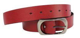 Pasek Skórzany Damski Arucce (PL) Skóra Naturalna EXTRA Gładki 40 mm CIEMNY CZERWONY
