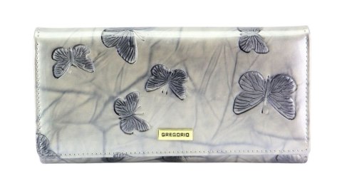 Portfel Damski Skórzany GREGORIO Długi Max Z Klamrą Lakierowany BTS-100 KREMOWY RFID 18,5 x 9,5 x 3,5 [cm]