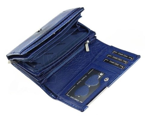 Portfel Damski Skórzany GREGORIO Duży Z Suwakiem Lakierowany RFID GF-112 SZARY 15 x 10 x 4 [cm]