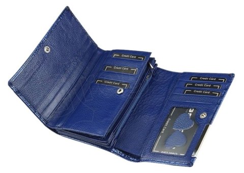 Portfel Damski Skórzany GREGORIO Duży Z Suwakiem Lakierowany RFID GF-112 ZIELONY 15 x 10 x 4 [cm]