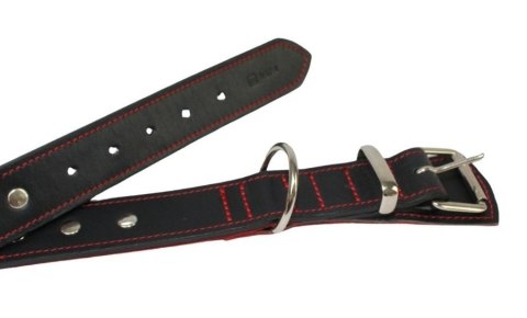 Solidna Obroża Dla Psa Czarna z Czerwoną Nitką Skóra Naturalna 35 mm 56/65 [cm] WIREX (PL)