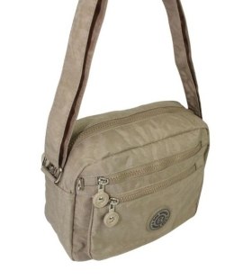 Stylowa Lekka Materiałowa Torba Pozioma Średnia Na Ramię Bag Street NR 2245 BEŻOWA 28 x 19 x 12 [cm]