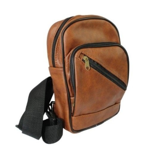 Torba Skórzana Na Ramię Nerka Noszona Na Skos GRETOS (PL) BRĄZOWA Praktyczna I Wygodna 27 x 17 x 5 [cm]