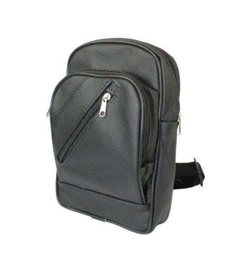 Torba Skórzana Na Ramię Nerka Noszona Na Skos GRETOS (PL) CZARNA Praktyczna I Wygodna 26 x 16 x 6 [cm]