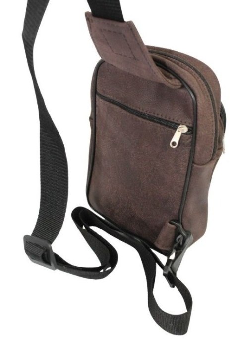 Torba Skórzana Na Ramię Nerka Noszona Na Skos GRETOS (PL) Praktyczna I Wygodna Czekoladowa 26 x 17 x 6 [cm]
