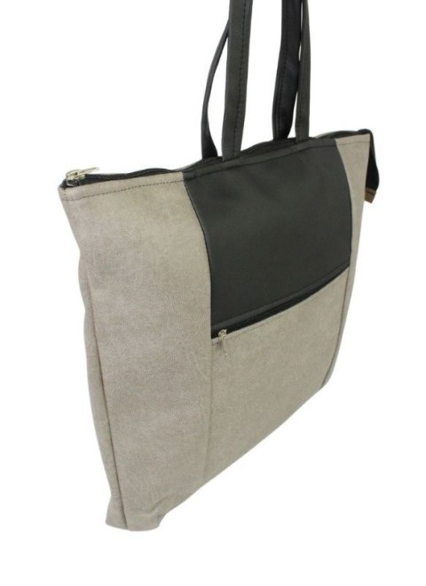 Torebka Na Zakupy Antoszczyk (PL) MARTA Ze Skóry Naturalnej Model Duży 41 x 38 x 8 [cm] CAPPUCINO Z CZARNYM