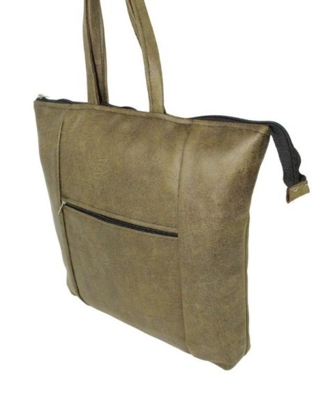Torebka Na Zakupy Antoszczyk (PL) MARTA Ze Skóry Naturalnej Model Duży 41 x 38 x 8 [cm] OLIWKOWY