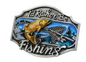 Klamra Bezniklowa Do Paska Sprzączka Pełna Blaszka Z Bolczykiem 40 mm Metalowa Solidna KBOL40/107 "Id Rather Be Fishing"