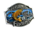 Klamra Bezniklowa Do Paska Sprzączka Pełna Blaszka Z Bolczykiem 40 mm Metalowa Solidna KBOL40/107 "Id Rather Be Fishing"