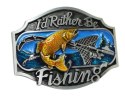 Klamra Bezniklowa Do Paska Sprzączka Pełna Blaszka Z Bolczykiem 40 mm Metalowa Solidna KBOL40/107 "Id Rather Be Fishing"