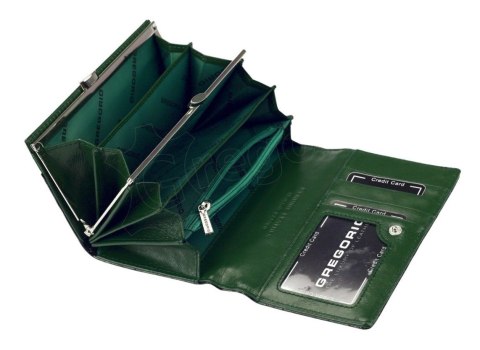 Portfel Damski Skórzany GREGORIO Średni Z Klamrą FRZ-101 CZERWONY/MORSKI 15,5 x 9,5 x 4 [cm]