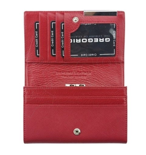 Portfel Damski Skórzany GREGORIO Średni Z Klamrą FRZ-101 NIEBIESKI/CZERWONY 15,5 x 9,5 x 4 [cm]