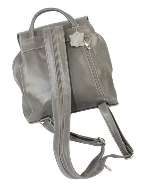 Plecak Skórzany MAGRE (PL) NATALIA Skóra Naturalna Licowa Gładka POPIELATA