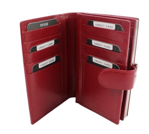 Portfel Damski Skórzany El Forest (PL) Skóra Bydlęca Klamra 14 cm RFID 955 480 CZERWONY 14,5 x 9,5 x 3 [cm]