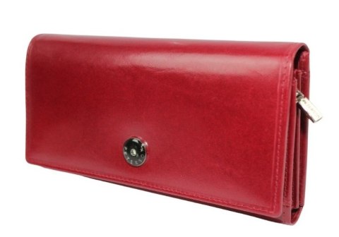 Portfel Damski Skórzany Peterson Długi Suwak Wewnątrz Skóra Naturalna Lakierowana PTN 1680144 CZERWONY 18,5 x 10 x 3 [cm]
