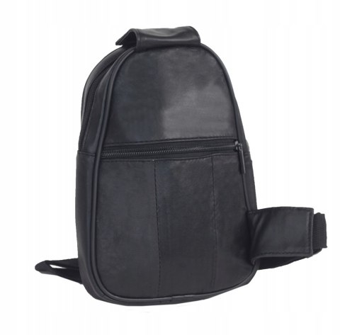 Torba Skórzana Na Ramię Nerka Barkówka Noszona Na Skos CONVEY (PL) CZARNA Praktyczna I Wygodna 25 x 18 x 7 [cm]