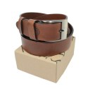 Pasek Męski Skórzany BETLEWSKI (PL) Skóra Naturalna Licowa EXTRA Gładki 40 mm JASNY BRĄZOWY