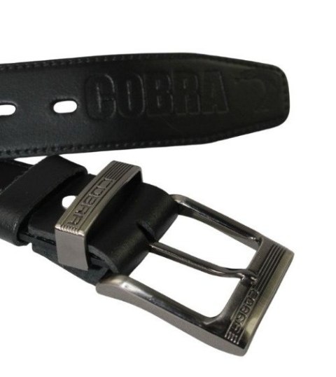Pasek Skórzany COMPLEX (PL) Tłoczony Napis "COBRA" Skóra DW EXTRA 40 mm CZARNY