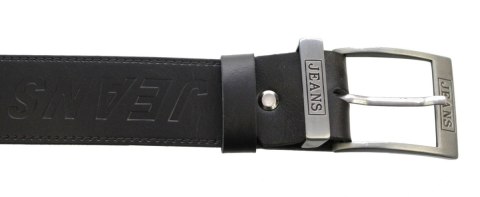 Pasek Skórzany COMPLEX (PL) Tłoczony Napis "JEANS" Skóra Licowa EXTRA 40 mm CZARNY